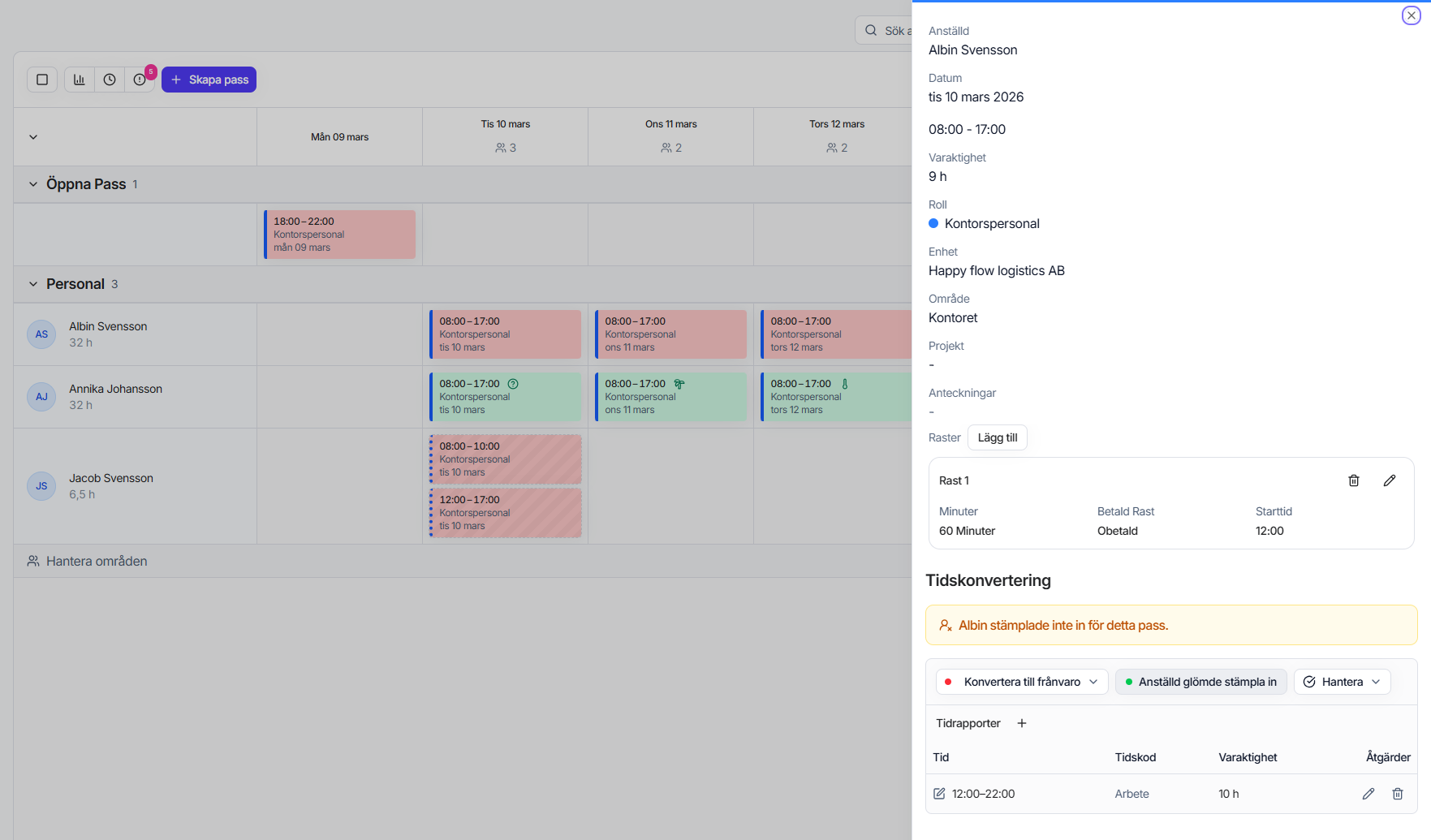 Schema passhantering